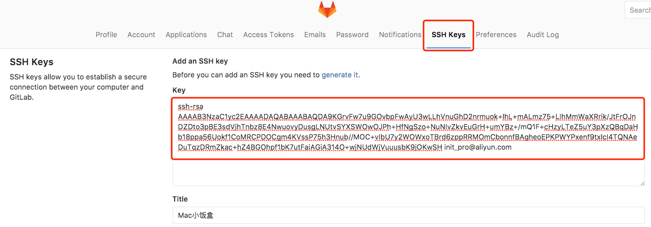 gitlab ssh